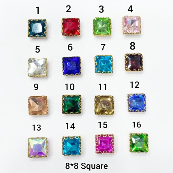 SQUARE STONES 8*8mm (12 PCS PACK)